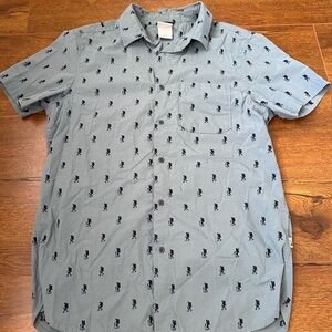 The North Face Men's Medium Short Sleeved Button Down Blue Collared Shirt Casual